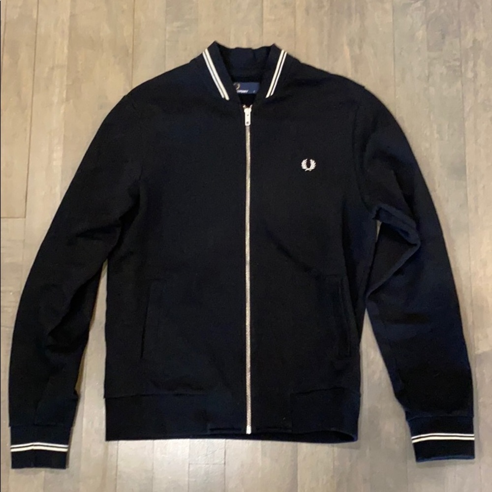 Fred Perry Black Bomber Zip-Up Sweater Men’s Small